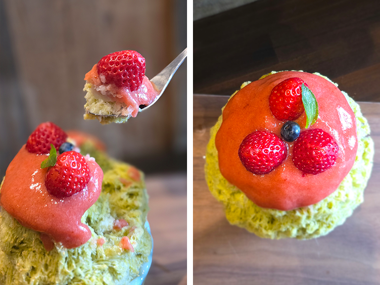 氷屋ぴぃすのピスタチオ＆いちご 森の赤ずきんちゃん